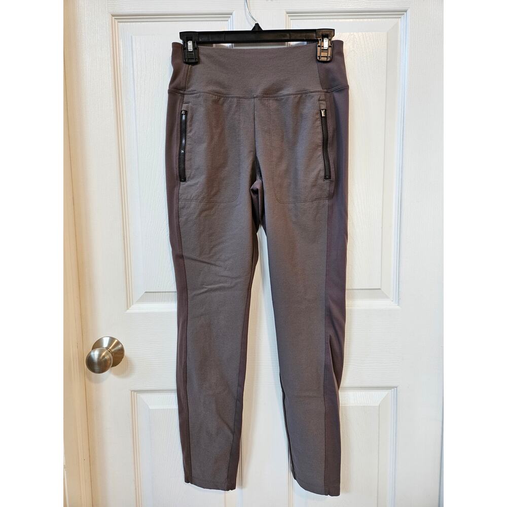 Athleta Headlands Hybrid Tight Leggings Brown Taupe Zip Ankle Size 8